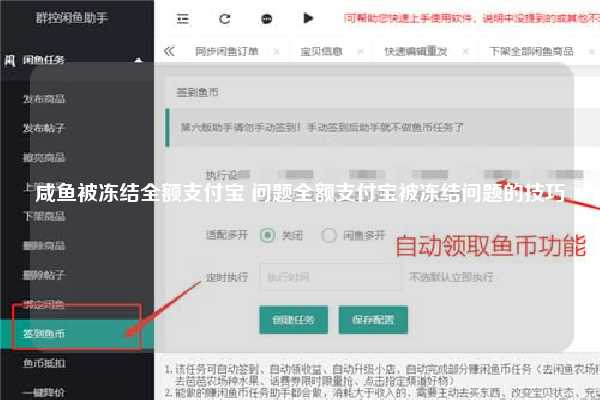 咸鱼被冻结全额支付宝 问题全额支付宝被冻结问题的技巧