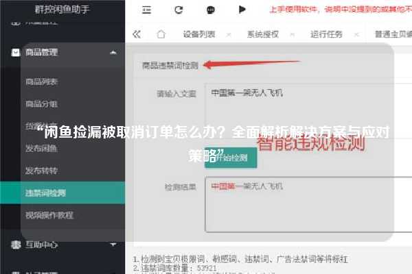 “闲鱼捡漏被取消订单怎么办？全面解析解决方案与应对策略”